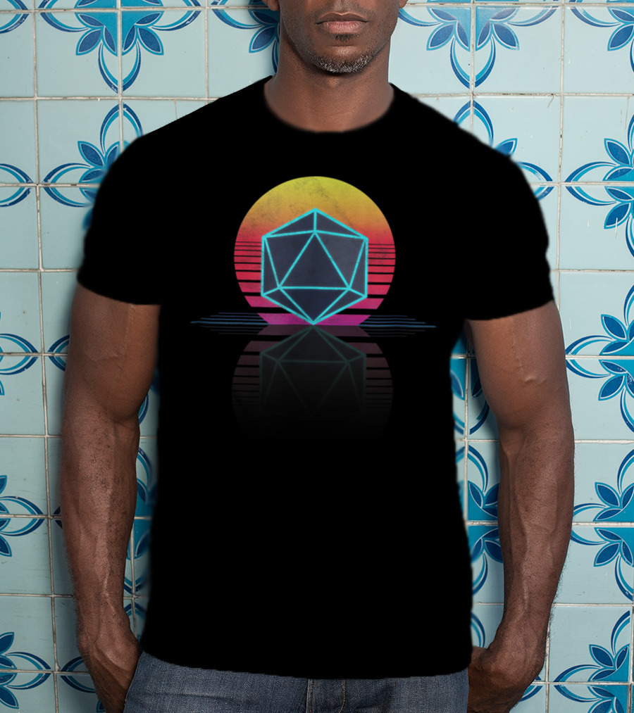 Old School Gamer Geek Dice Gaming RPG Neon T-Shirt