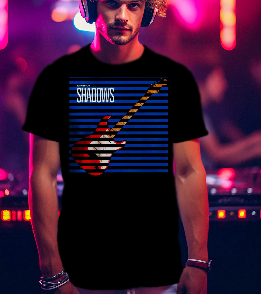 Simply Shadows Electric Guitar With Stripes T-Shirt