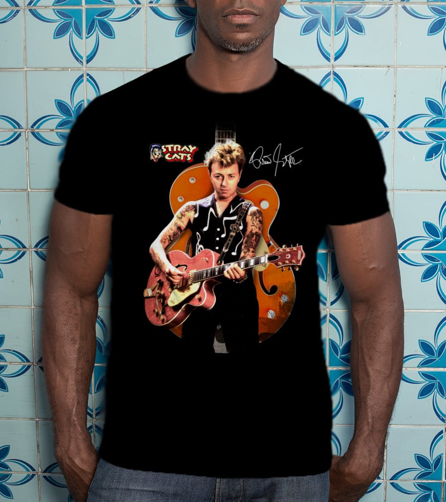 Stray Cats Rockabilly Brian Setzer Guitar T-Shirt