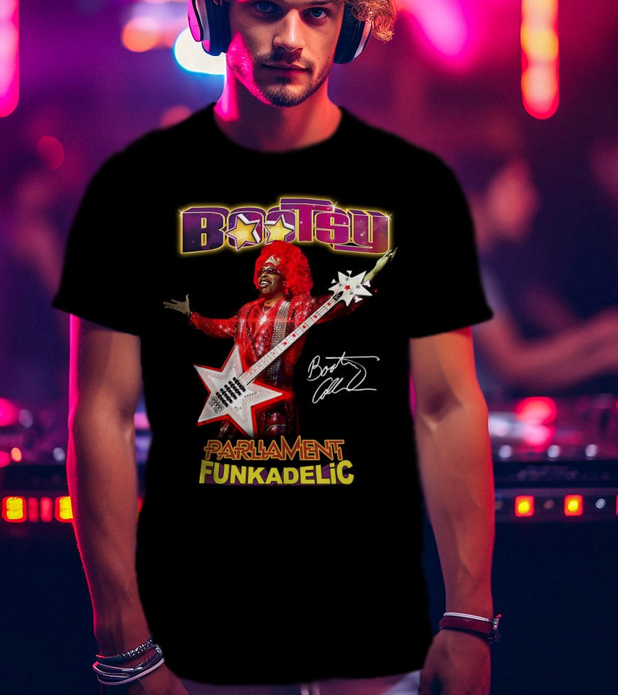 Bootsy Collins Parliament Funkadelic Star Bass Guitar Signature T-Shirt