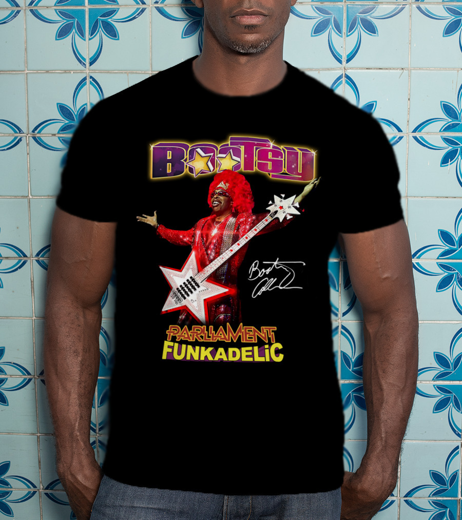 Bootsy Collins Parliament Funkadelic Star Bass Guitar Signature T-Shirt