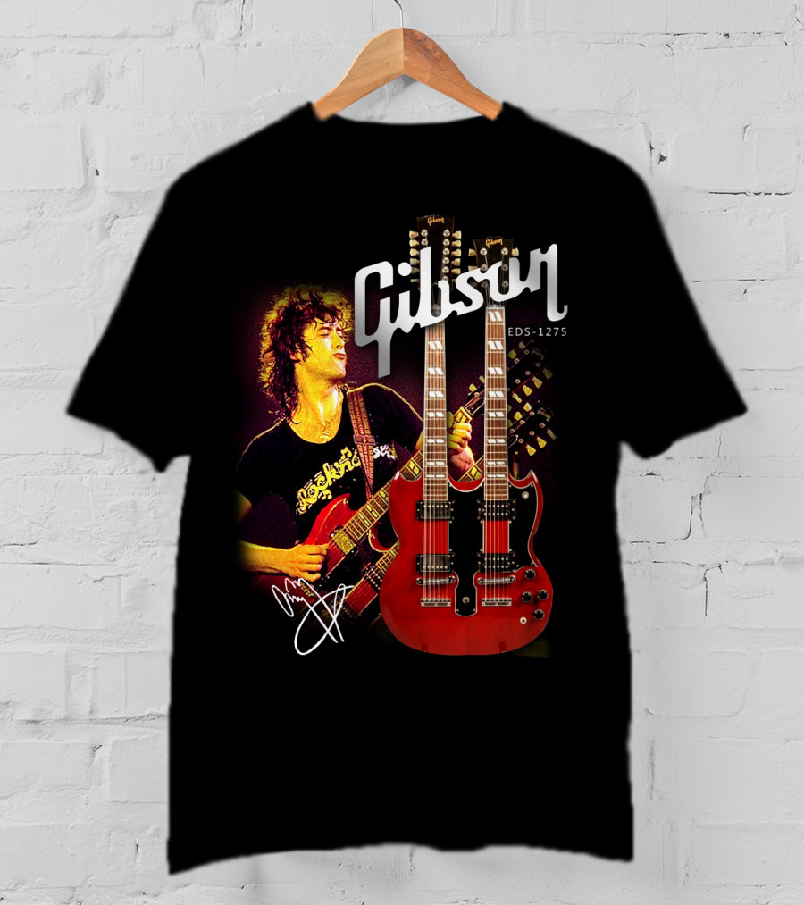 Gibson EDS-1275 Ajimmypage Signature Double Neck Guitar Music Scene T-Shirt