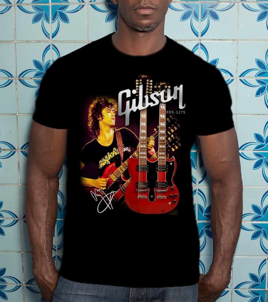 Gibson EDS-1275 Ajimmypage Signature Double Neck Guitar Music Scene T-Shirt