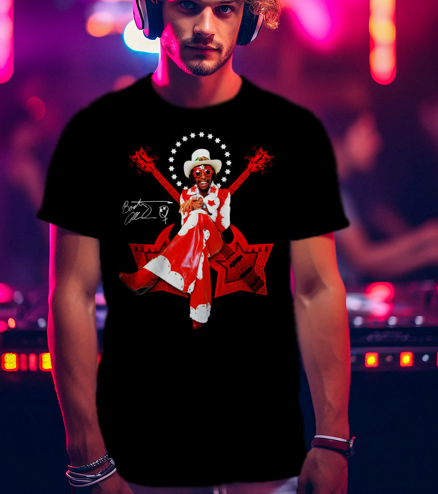 Bootsy Collins Funk Bass Star Double Guitar Red Suit T-Shirt