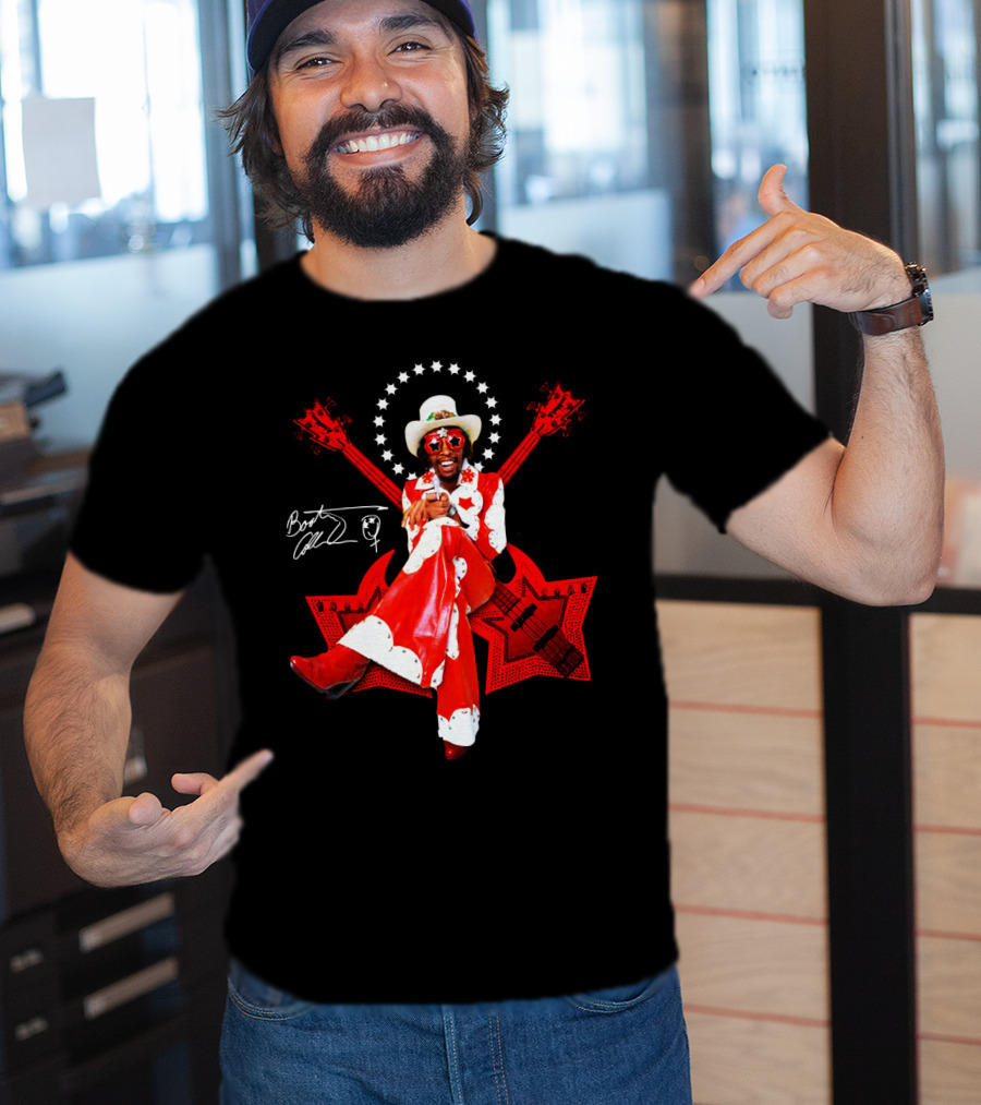 Bootsy Collins Funk Bass Star Double Guitar Red Suit T-Shirt