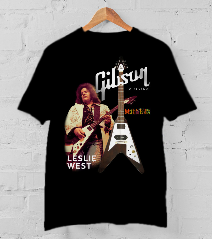 Leslie West Gibson Flying V Mountain Guitarist Music T-Shirt