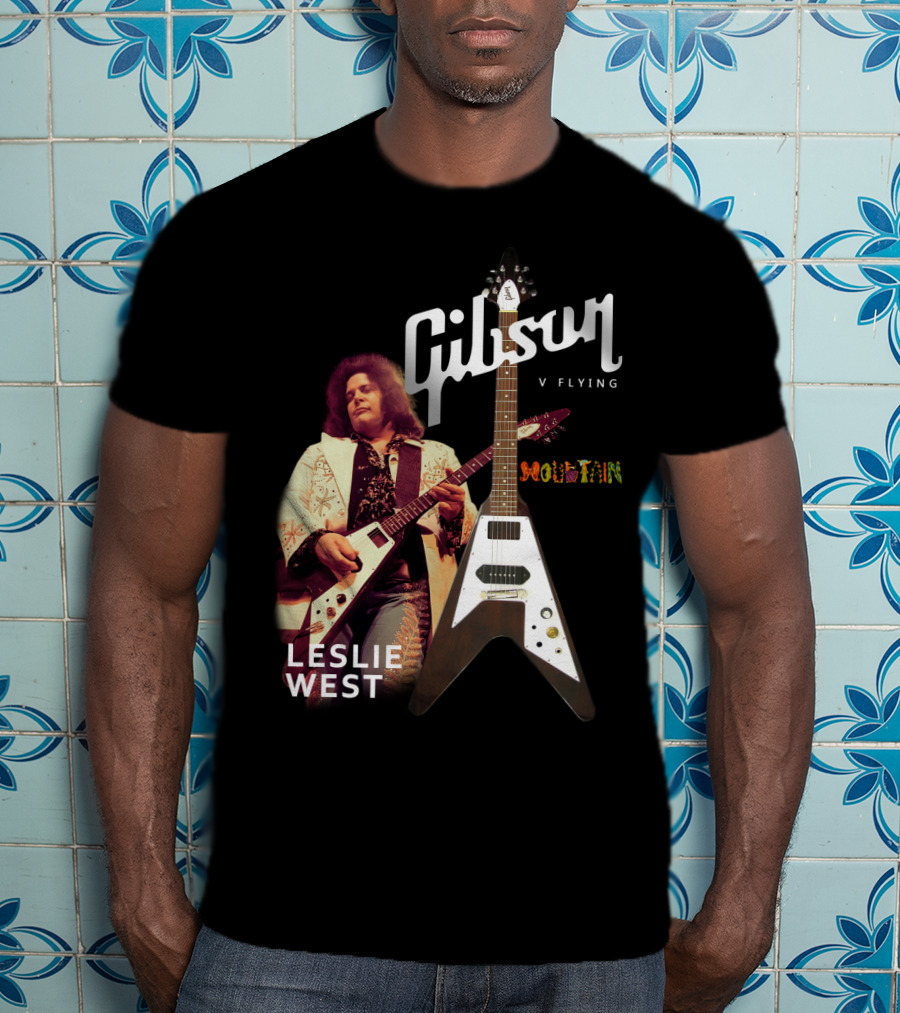 Leslie West Gibson Flying V Mountain Guitarist Music T-Shirt
