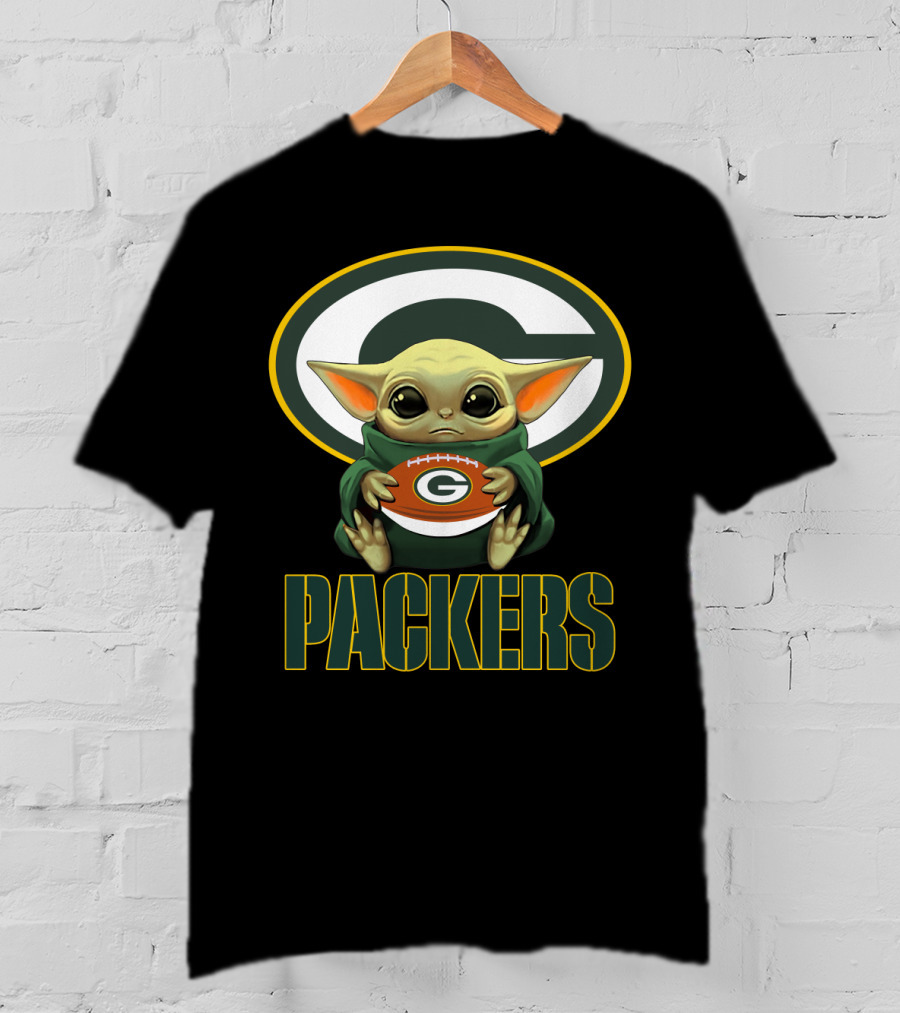 Packers GBP Fan Baby Yoda Football T-Shirt