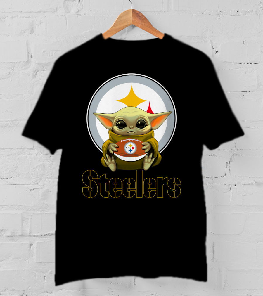 Steelers Baby Yoda Football Fan T-Shirt