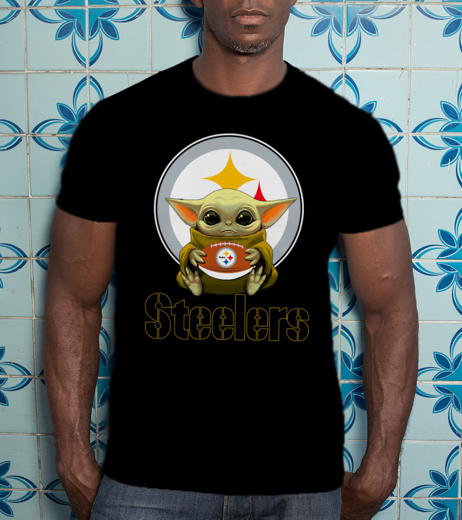 Steelers Baby Yoda Football Fan T-Shirt