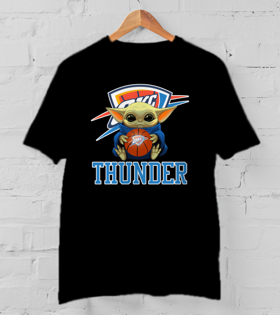 OKC Thunder Fan With Basketball And Character T-Shirt
