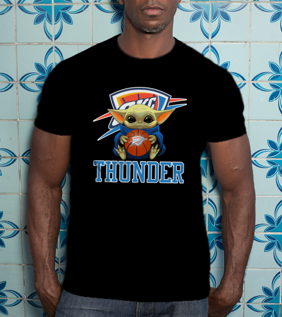 OKC Thunder Fan With Basketball And Character T-Shirt