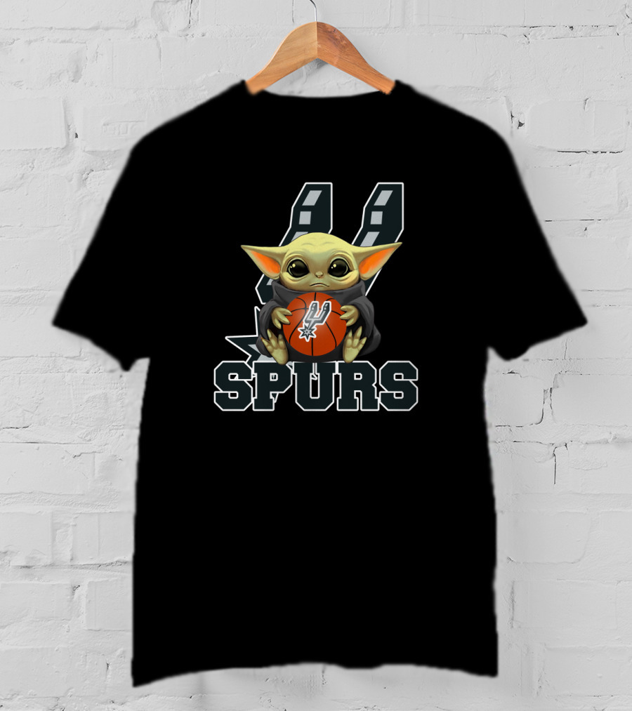 San Antonio Spurs Basketball Fan Art Featuring Baby Alien Character T-Shirt