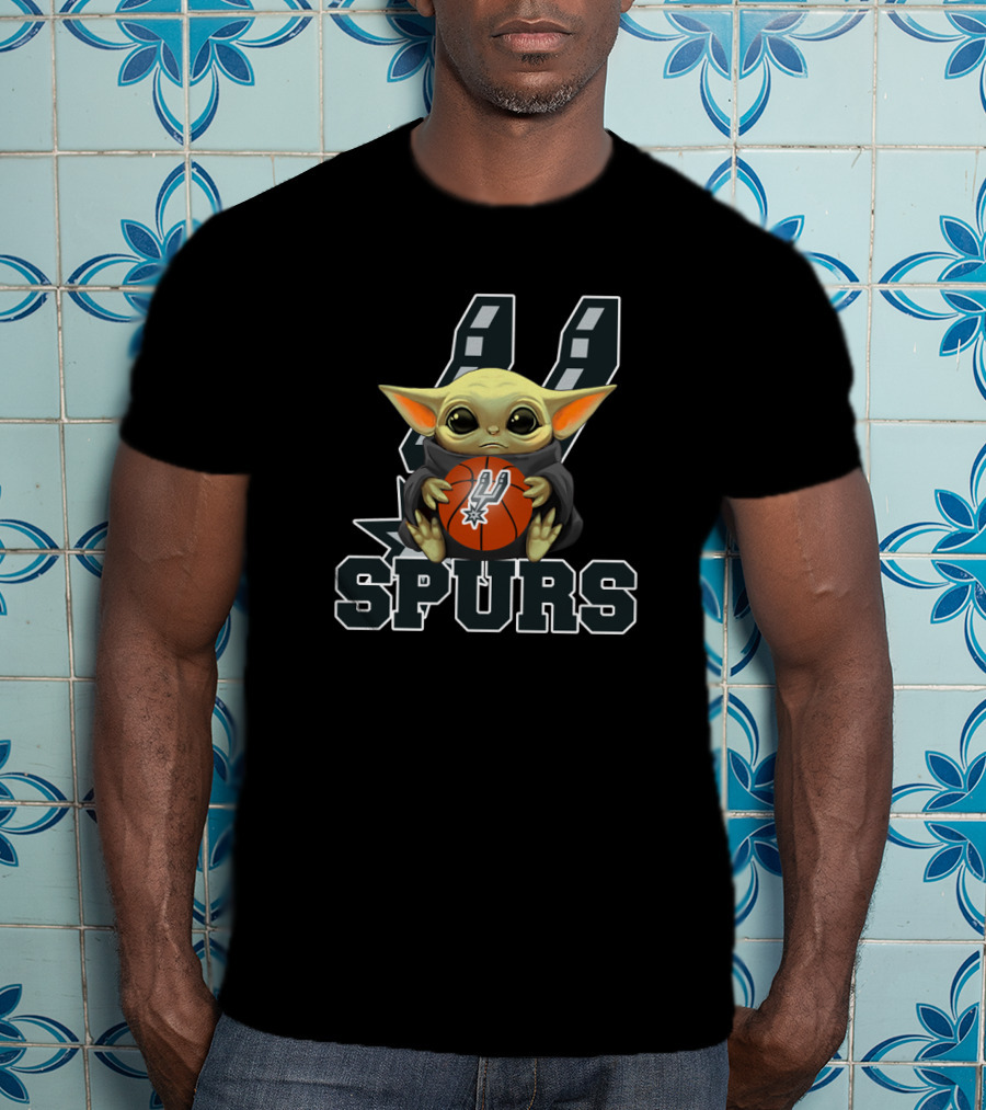 San Antonio Spurs Basketball Fan Art Featuring Baby Alien Character T-Shirt