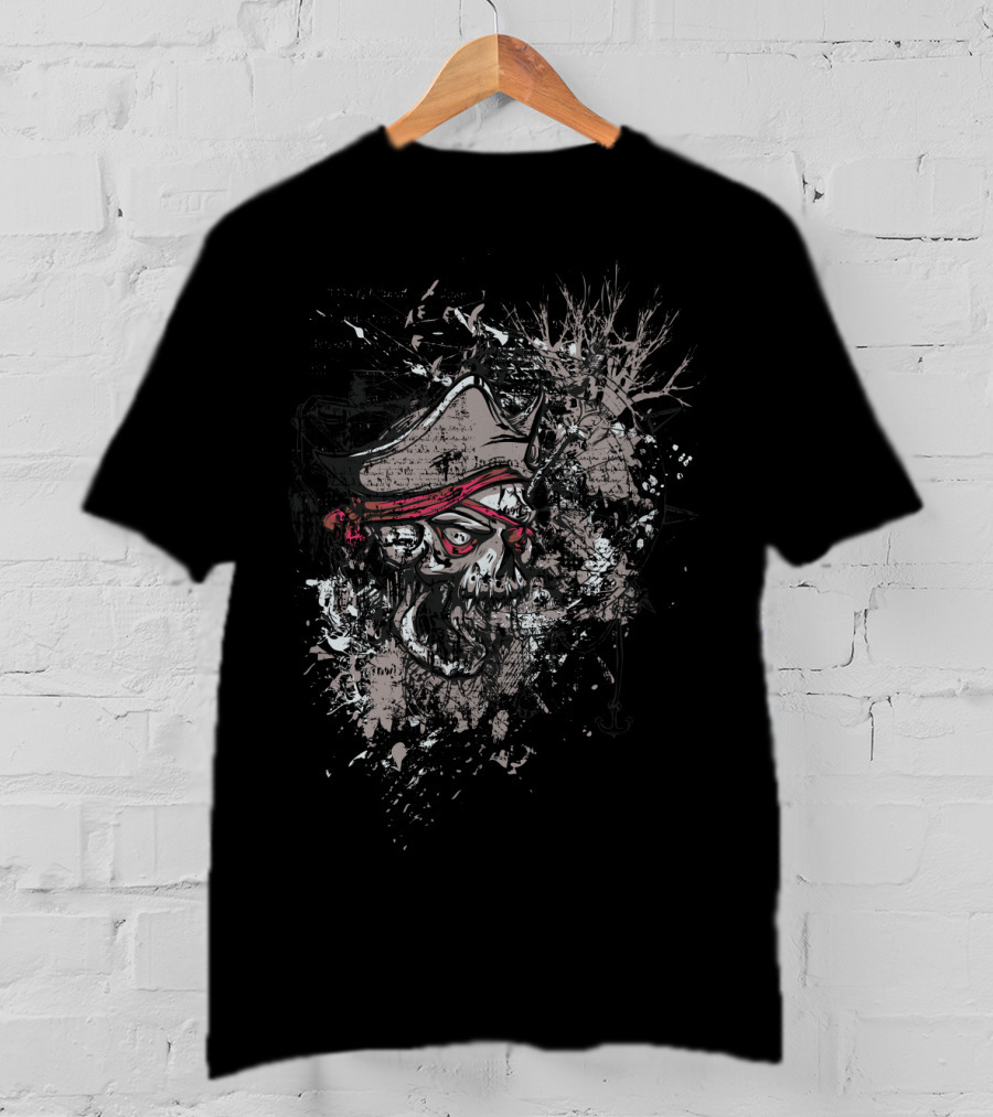 THE Zombie Pirate Skull Splatter T-Shirt