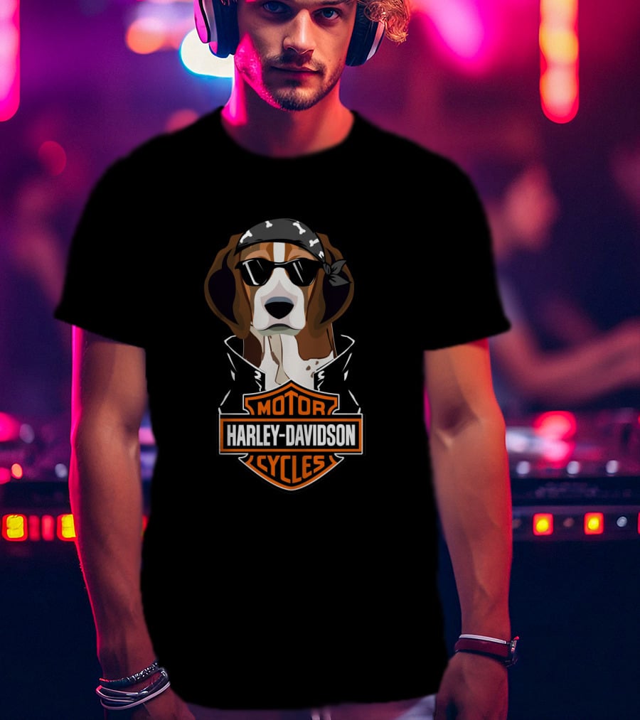 Harley Davidson Beagle Motorcycle Cycles T-Shirt