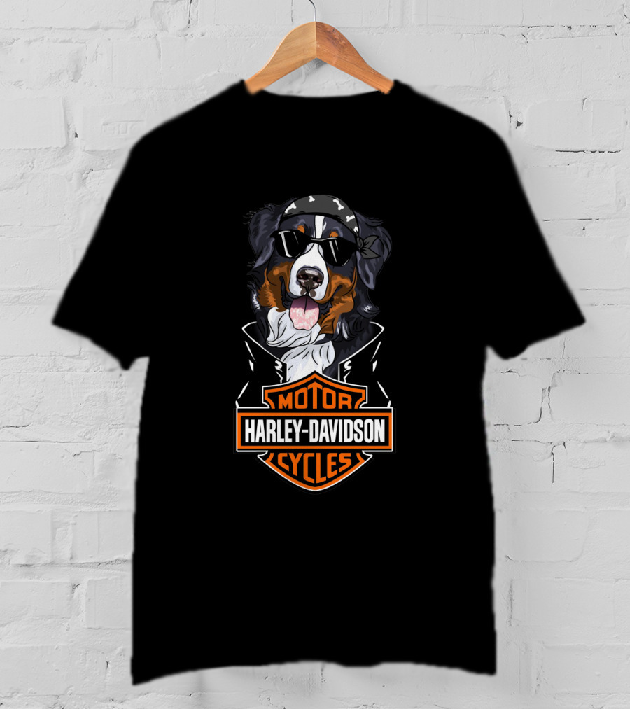 Harley Davidson Bernese Mountain Dog Motorcycle Cycles T-Shirt