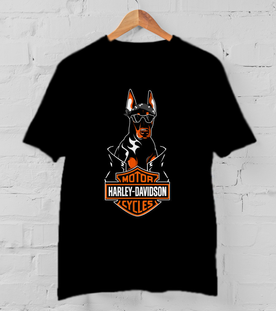 Doberman Harley Davidson Motorcycles T-Shirt