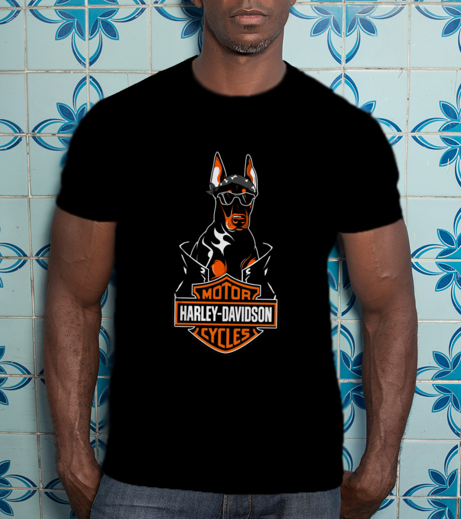 Doberman Harley Davidson Motorcycles T-Shirt