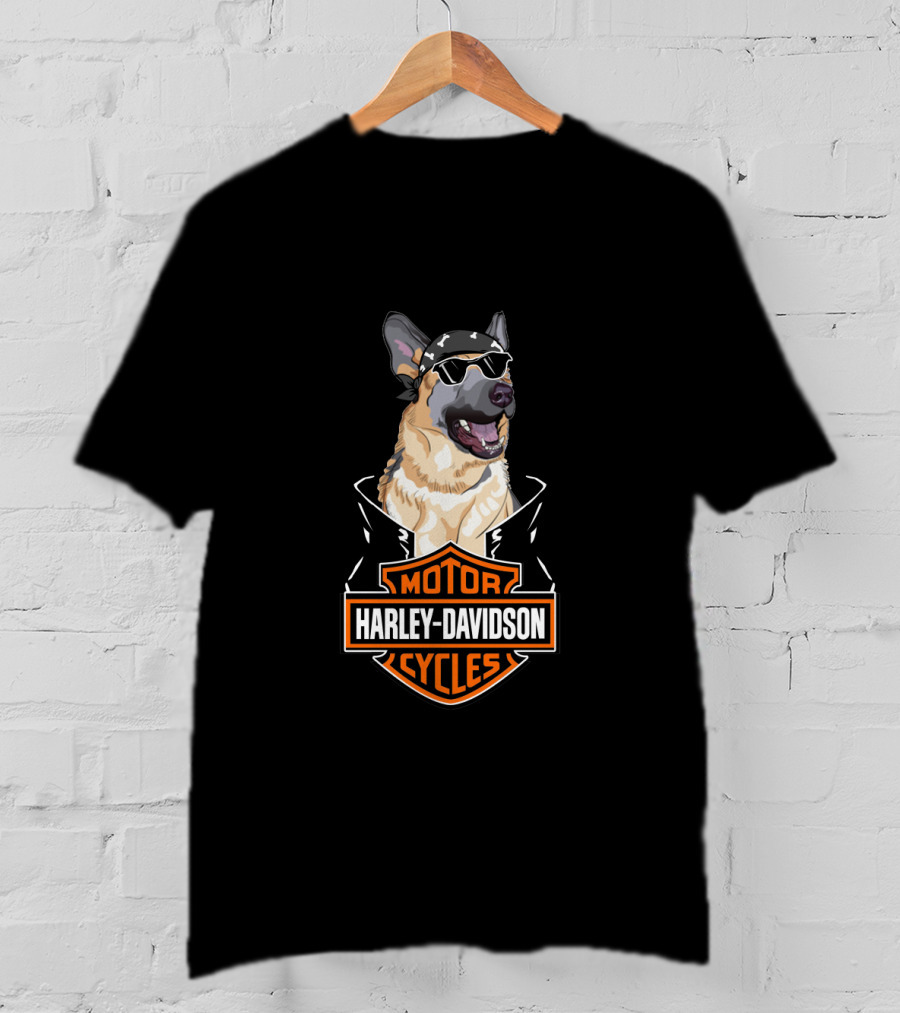Harley Davidson German Shepherd Motorcycles T-Shirt