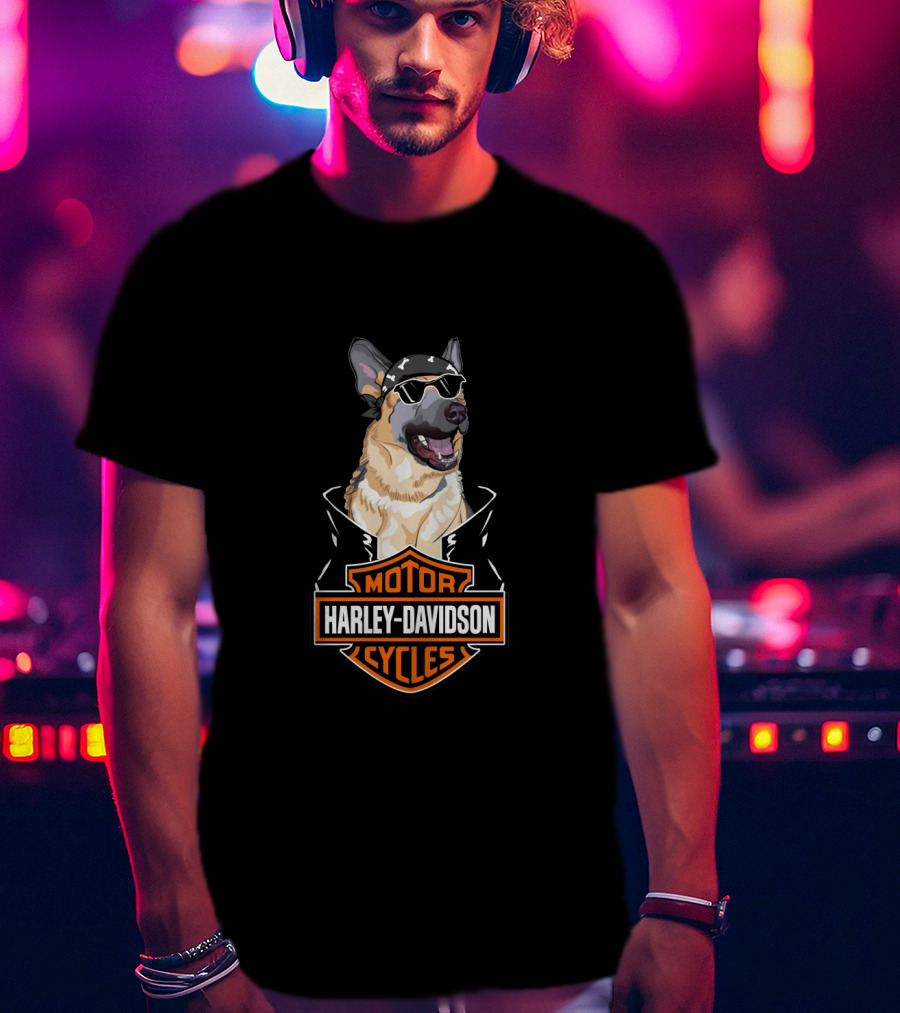 Harley Davidson German Shepherd Motorcycles T-Shirt