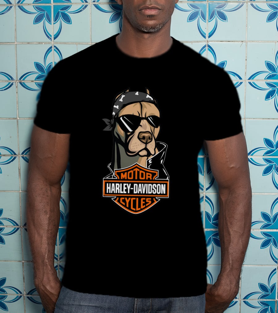 Harley Davidson Motor Cycles American Pit Bull Motorcycle T-Shirt