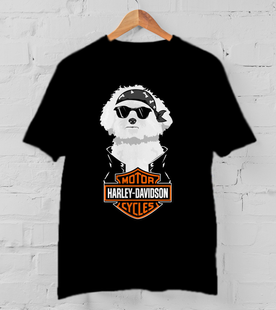 Bichon Frise Harley Davidson Motorcycle Cycles T-Shirt