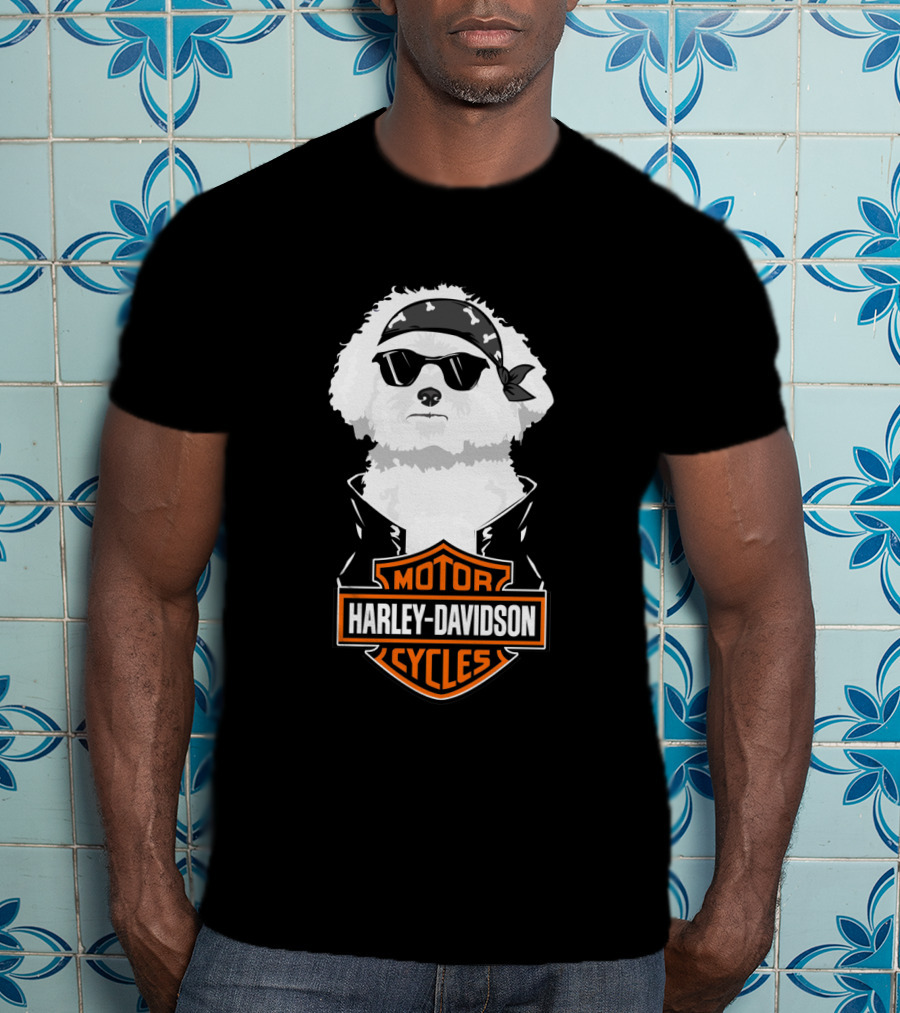 Bichon Frise Harley Davidson Motorcycle Cycles T-Shirt