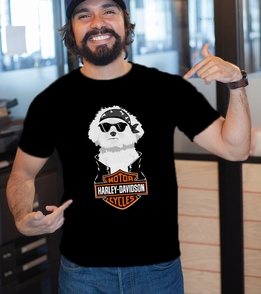Bichon Frise Harley Davidson Motorcycle Cycles T-Shirt