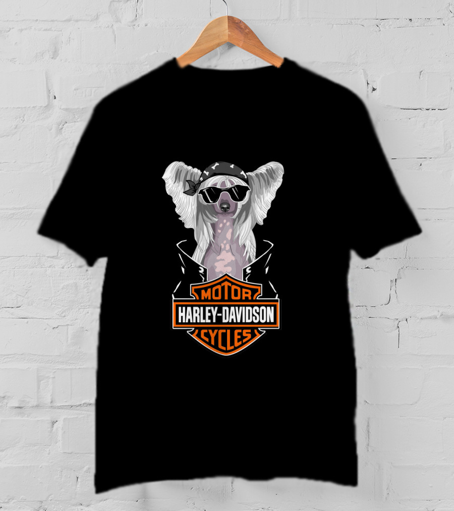 Chinese Crested Harley Davidson Motorcycles T-Shirt