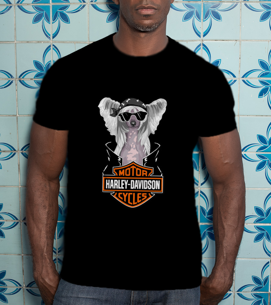 Chinese Crested Harley Davidson Motorcycles T-Shirt