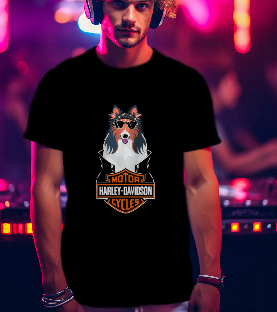 Harley Davidson Collie Motorcycles T-Shirt