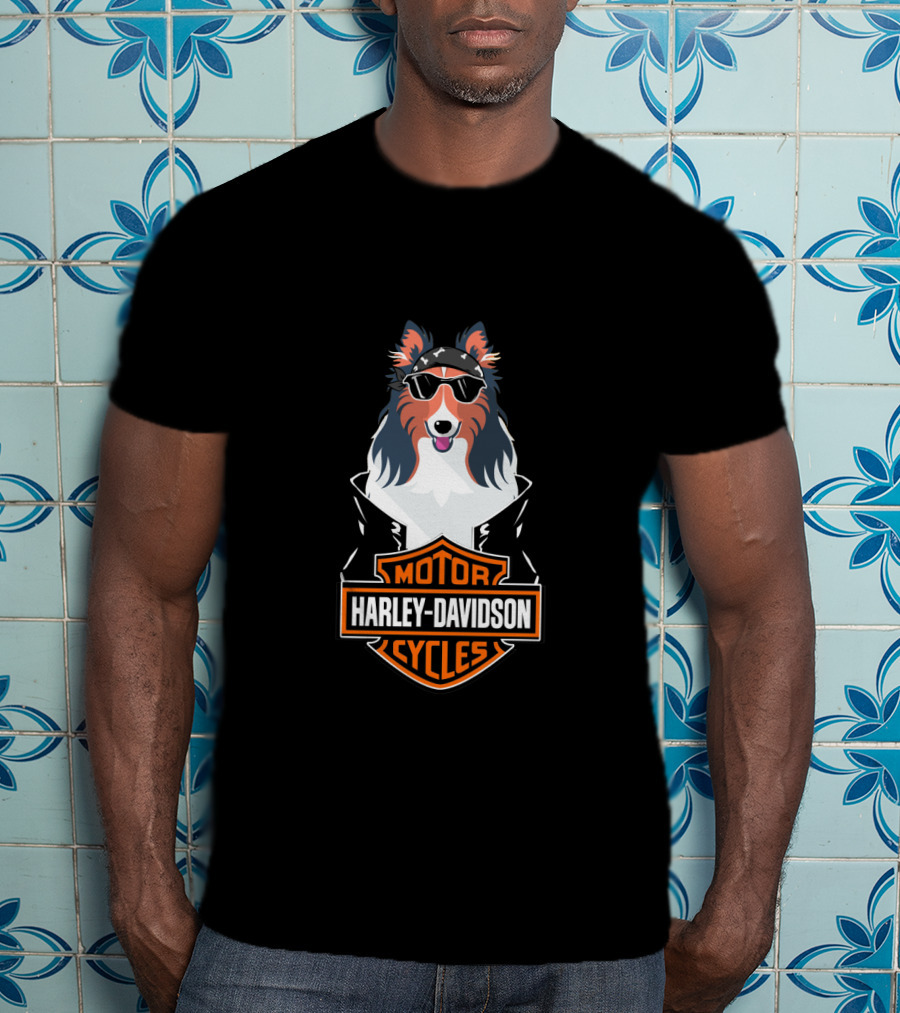 Harley Davidson Collie Motorcycles T-Shirt