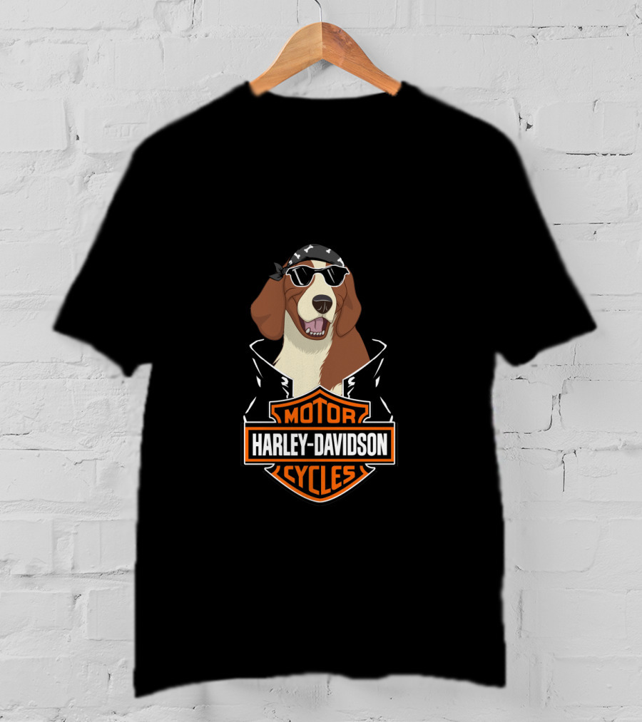 Harley Davidson Motor Cycles English Springer Spaniel Motorcycle T-Shirt