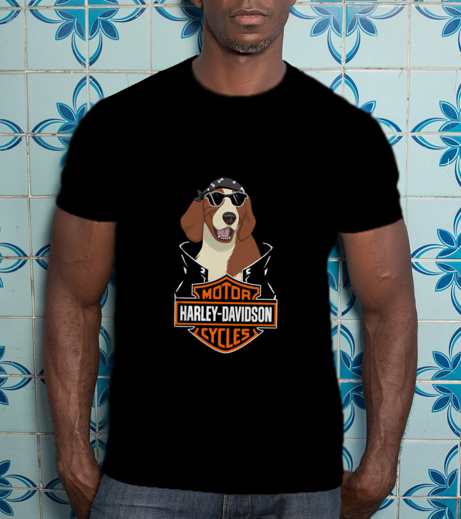 Harley Davidson Motor Cycles English Springer Spaniel Motorcycle T-Shirt