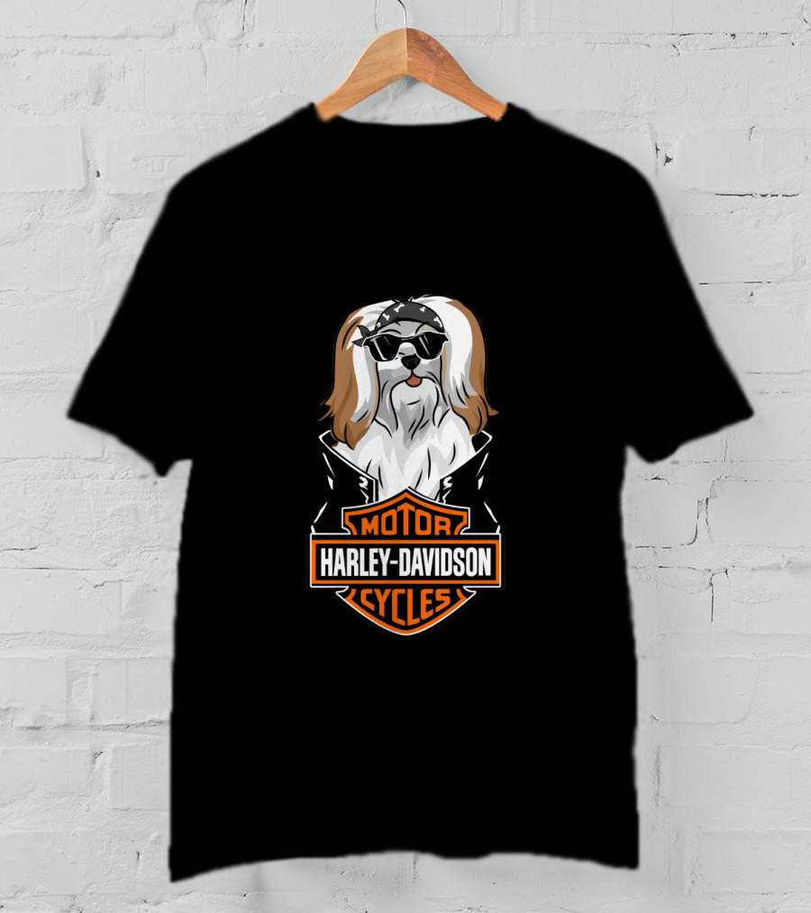 Lhasa Apsos Harley Davidson Motorcycles T-Shirt