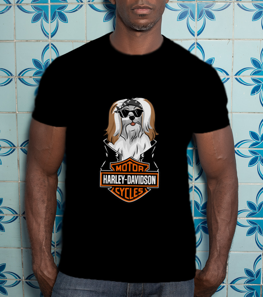 Lhasa Apsos Harley Davidson Motorcycles T-Shirt