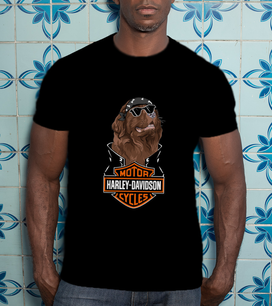 Harley Davidson Motorcycles Newfoundland Dog Biker T-Shirt