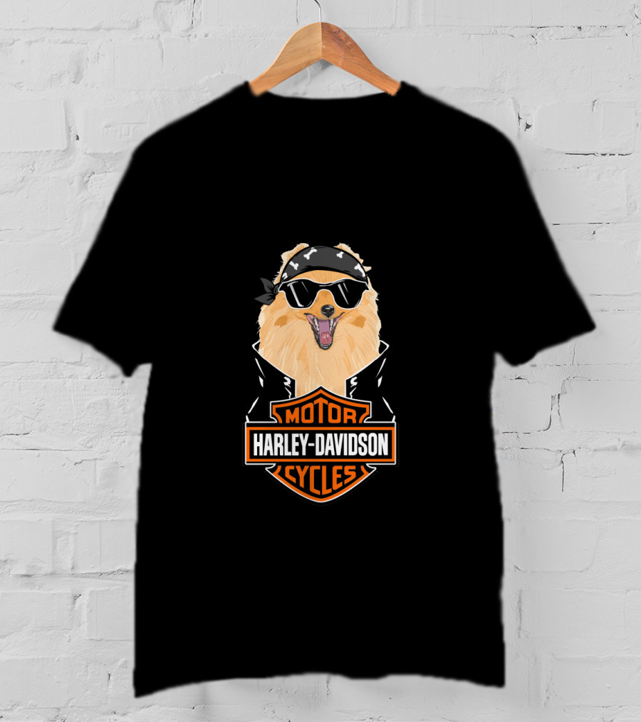Pomeranians Harley Davidson Motorcycles T-Shirt