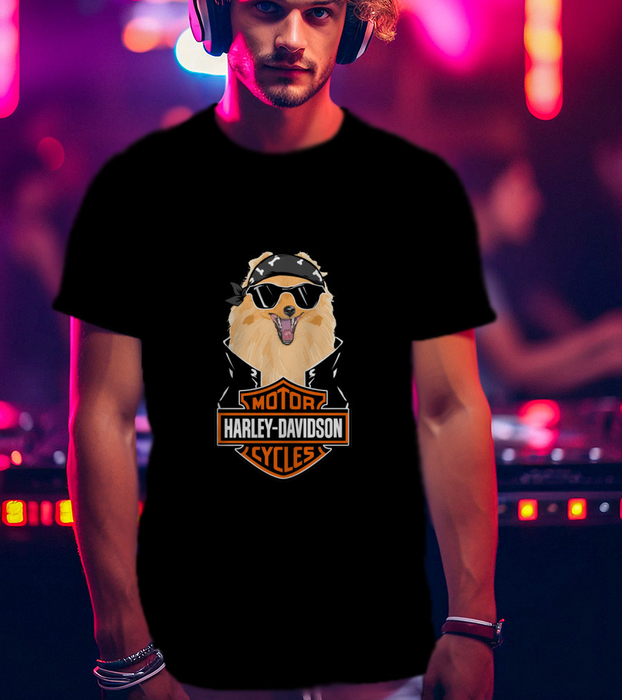 Pomeranians Harley Davidson Motorcycles T-Shirt