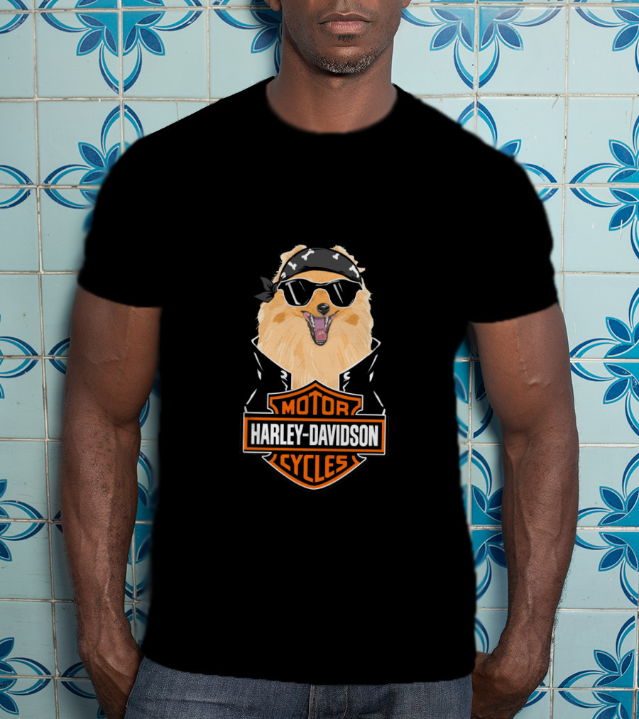 Pomeranians Harley Davidson Motorcycles T-Shirt