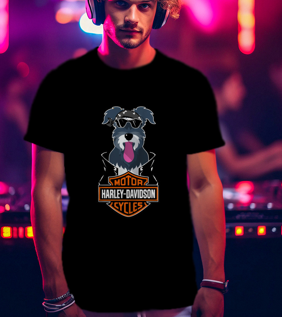 Schnauzers Biker Harley Davidson Motorcycles T-Shirt