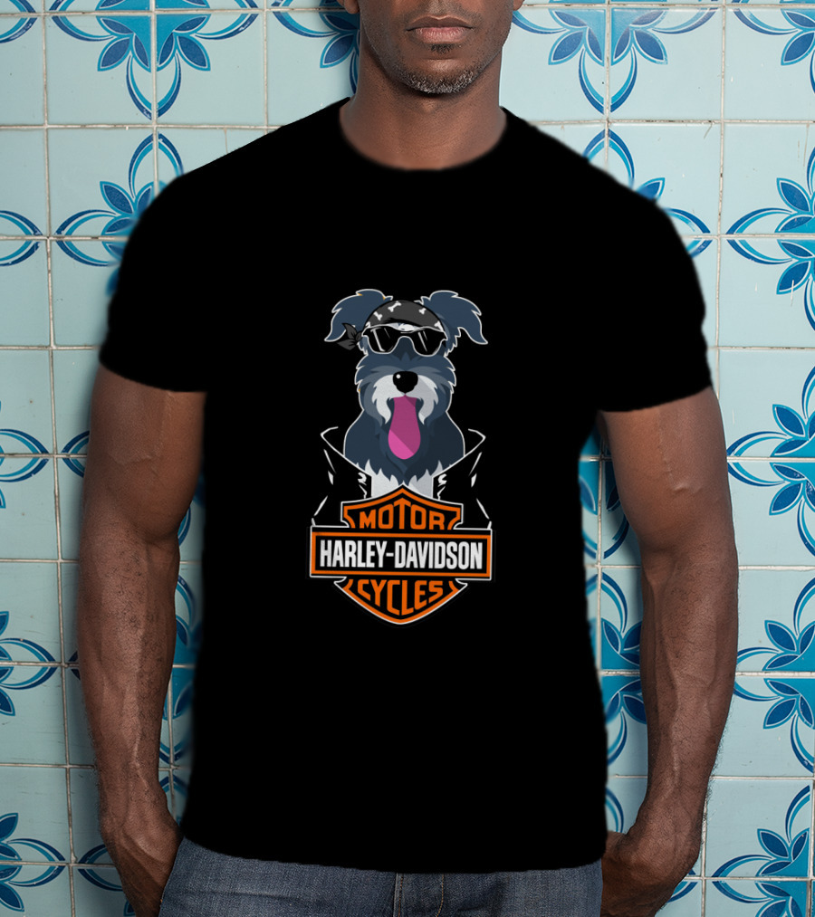 Schnauzers Biker Harley Davidson Motorcycles T-Shirt