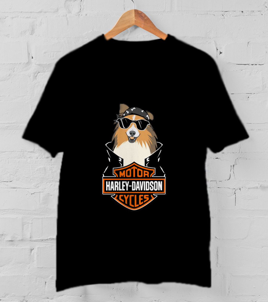 Harley Davidson Motor Cycles Shelties Motorcycle T-Shirt