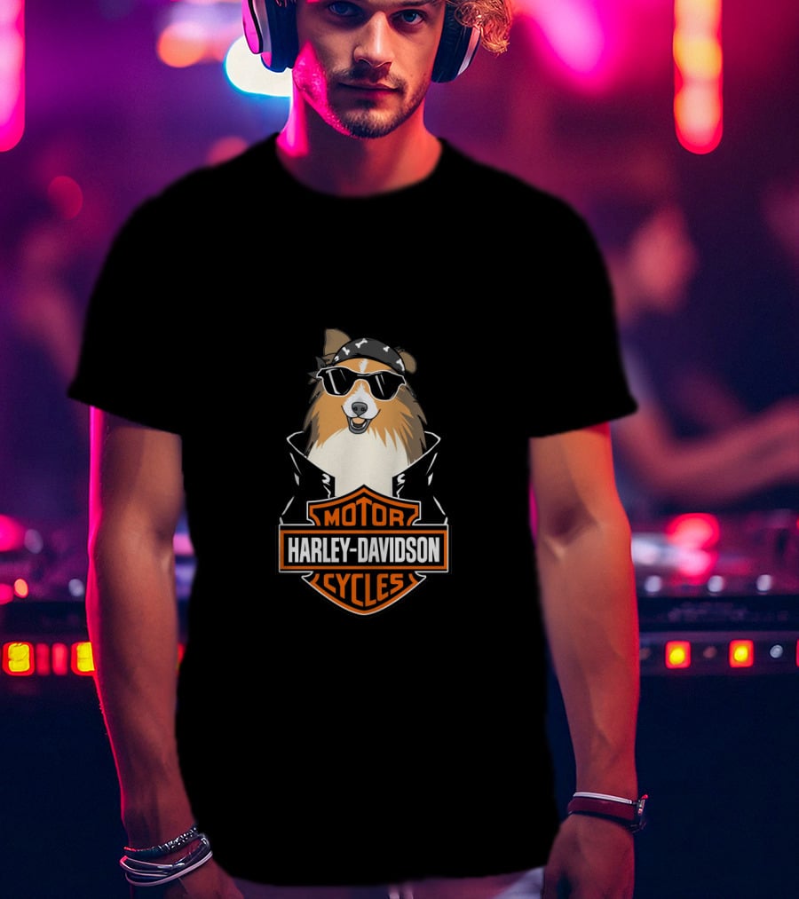 Harley Davidson Motor Cycles Shelties Motorcycle T-Shirt