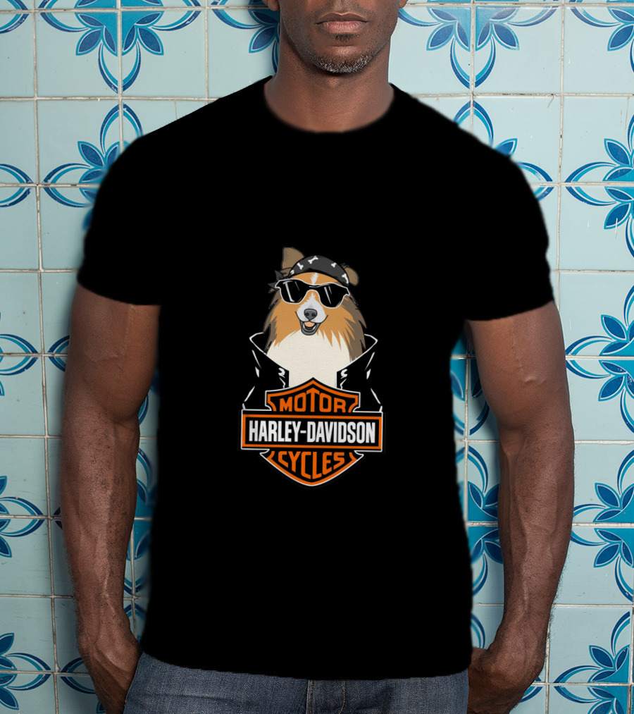 Harley Davidson Motor Cycles Shelties Motorcycle T-Shirt