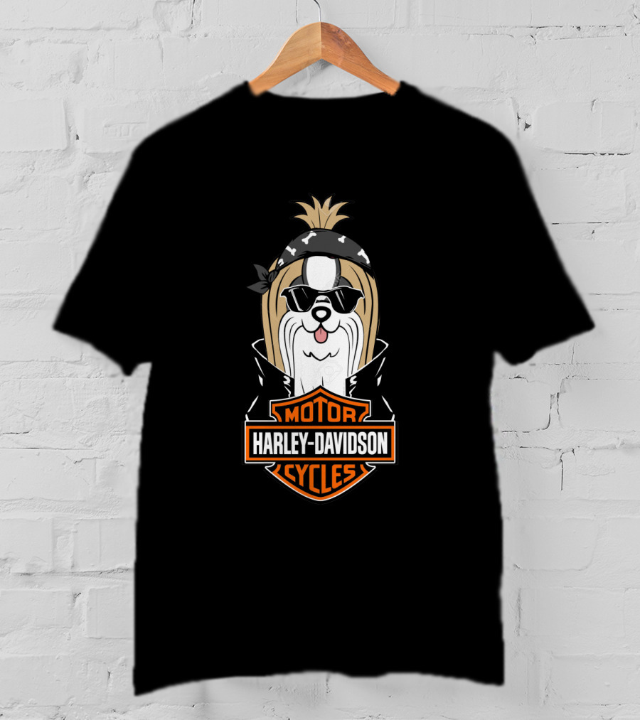 Harley Davidson Shih Tzu Motorcycles T-Shirt