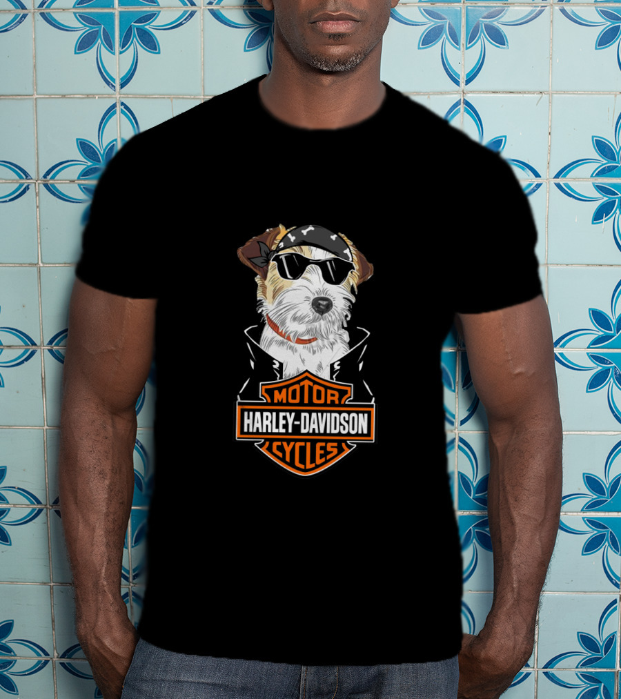 Westies Motorcycle Harley Davidson Cycles Dog With Bandana And Sunglasses T-Shirt