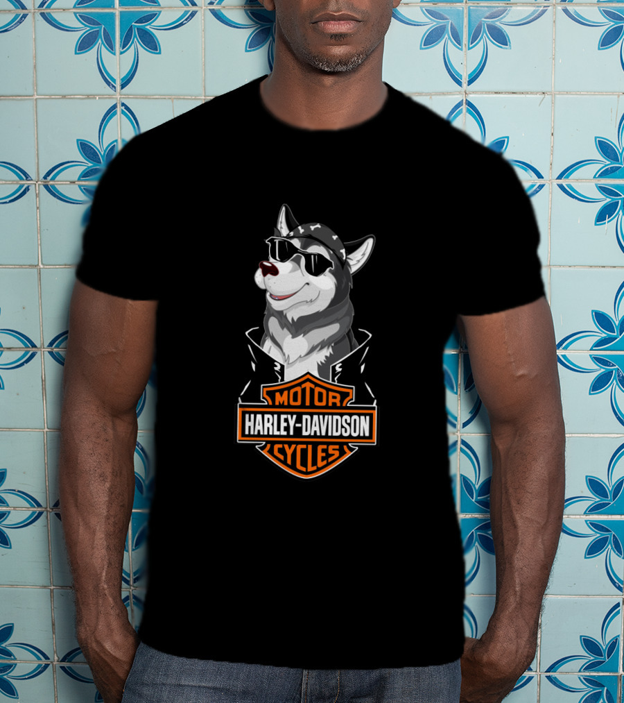 Huskies Harley Davidson Motorcycle Cycles T-Shirt