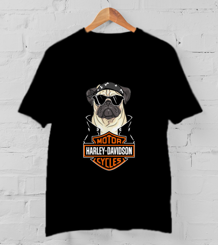 Harley Davidson Pug Motorcycles T-Shirt